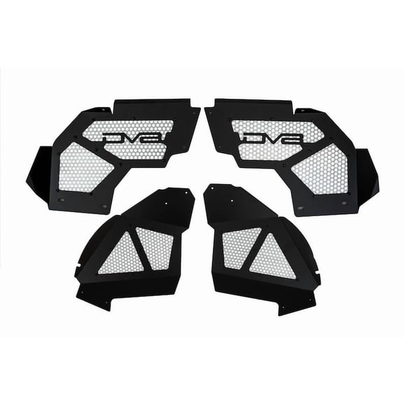 DV8 Offroad Inner Fender INFEND-06FB Solid and Perforated Design; With DV8 Logo; Powder Coated; Black Satin; Aluminum; Uncoated Paintable Accent/Mesh Panels; 4 Piece