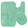 thumbnail image 2 of Gorgeous Home Linen 3pc Bathroom Soft Rug Set Large Rug , Contour Mat, and Toilet Lid Cover Rubber Backing Solid Color Mint Green #6, 2 of 6