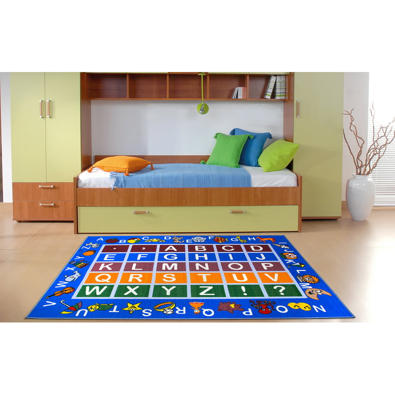 TWINNIS Kids Playmat Rugs ABC Educational Learning Area Rugs Carpet for  Kids Playroom Classroom,3’x5',Blue