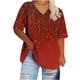 thumbnail image 2 of Camiseta de Base de Impresión de Manga Corta con Cuello en V para las Mujeres, Más Tamaño Estante de Imitación Casual Superior, 2 of 9