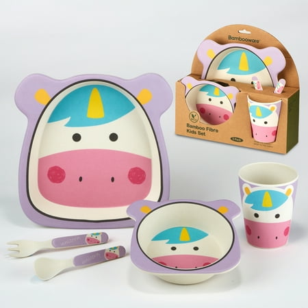 Unicorn Eco Friendly Bamboo Fiber 5pc Kids Dinnerware Set