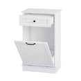 thumbnail image 2 of Tilt-Out Trash Can Cabinet, 10 Gallon Fluted Laundry Hamper Cabinet with Drawers, Wooden Hidden Garbage Can Cabinets, Free Standing for Kitchen & Living Room, White, 2 of 10