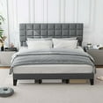 thumbnail image 4 of Costway King Size Bed Frame Modern Linen Fabric Upholstered Platform Bed with Headboard, 4 of 10