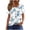 White, variant on Womens Short Sleeve T-shirts Summer Pleated Square Neck Floral Tops Casual Loose Fit Tee, Sizes S-3XL