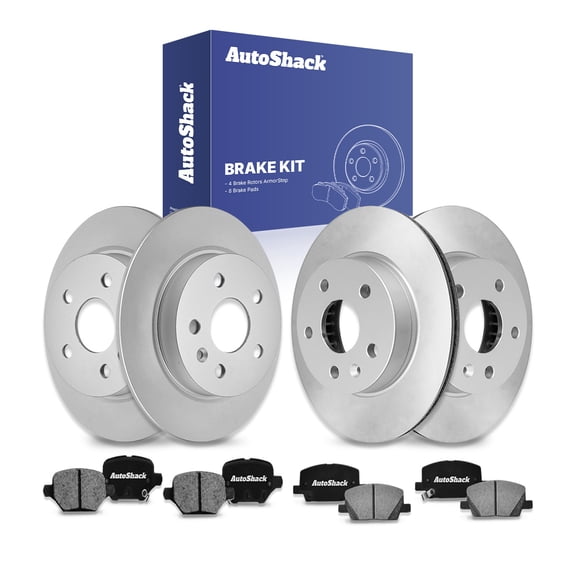 AutoShack Front & Rear Brake Rotors & Ceramic Pads for Chevrolet & Buick, Trax 2018-2022 Encore 2018-2022, AWD FWD L4 1.4L - Coated - ArmorStop