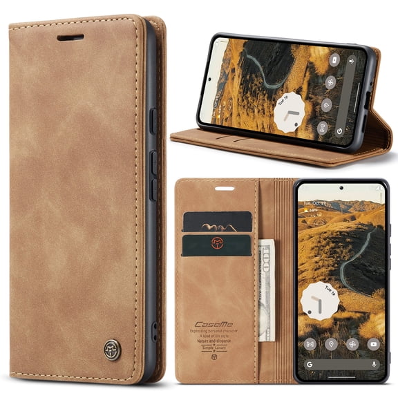 Mynvo Flip Wallet Case for Google Pixel 11 Pro XL, Retro PU Leather Cards Slot RFID Blocking Cash Pocket Folio Shockproof Kickstand Magnetic Closure Cover for Women Men, Brown