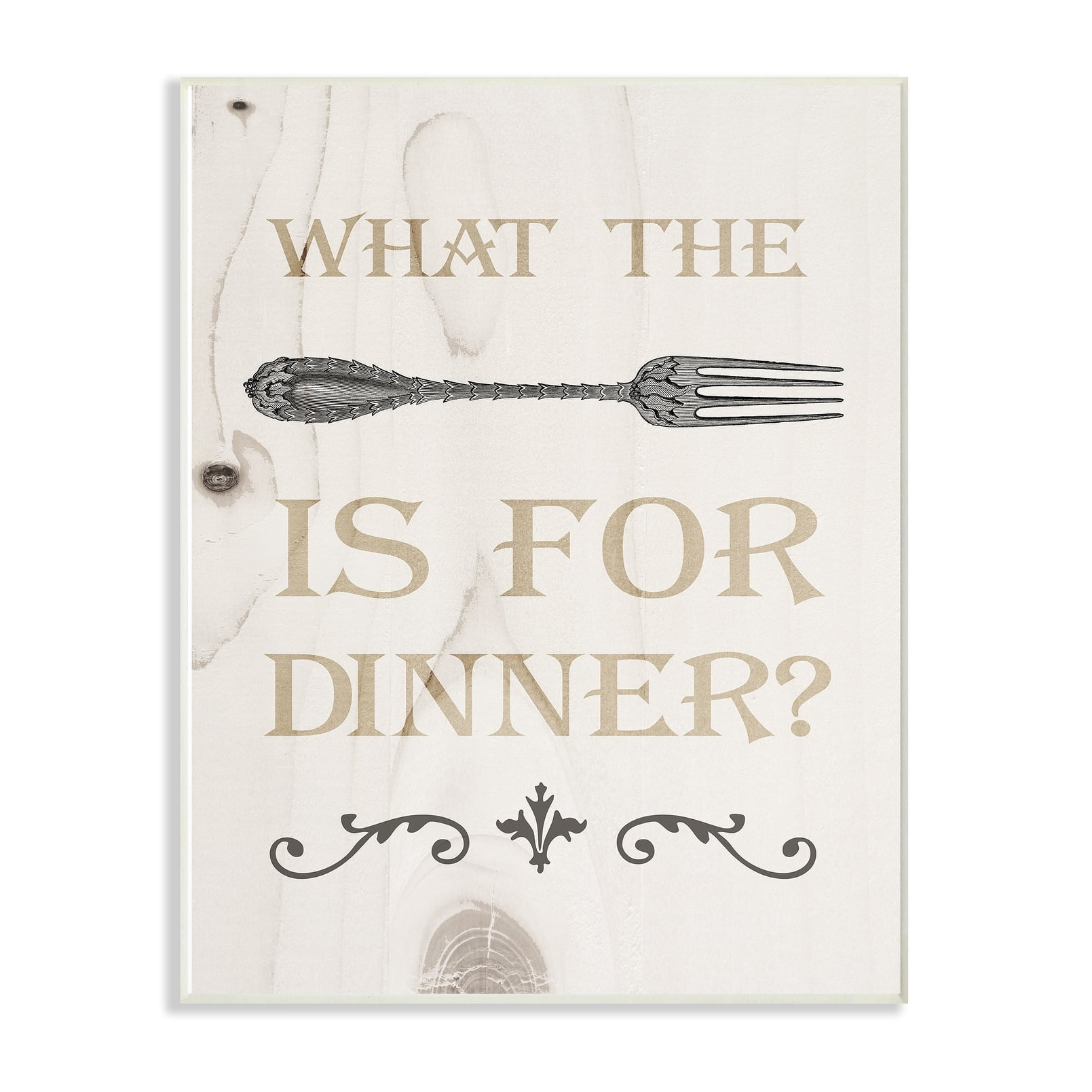 The Stupell Home Decor Collection What The Fork Funny Typography Wood Look Oversized Wall Plaque Art, 12.5 x 0.5 x 18.5