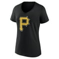 thumbnail image 2 of Women's Black Pittsburgh Pirates Team Color Primary Logo V-Neck T-Shirt, 2 of 3