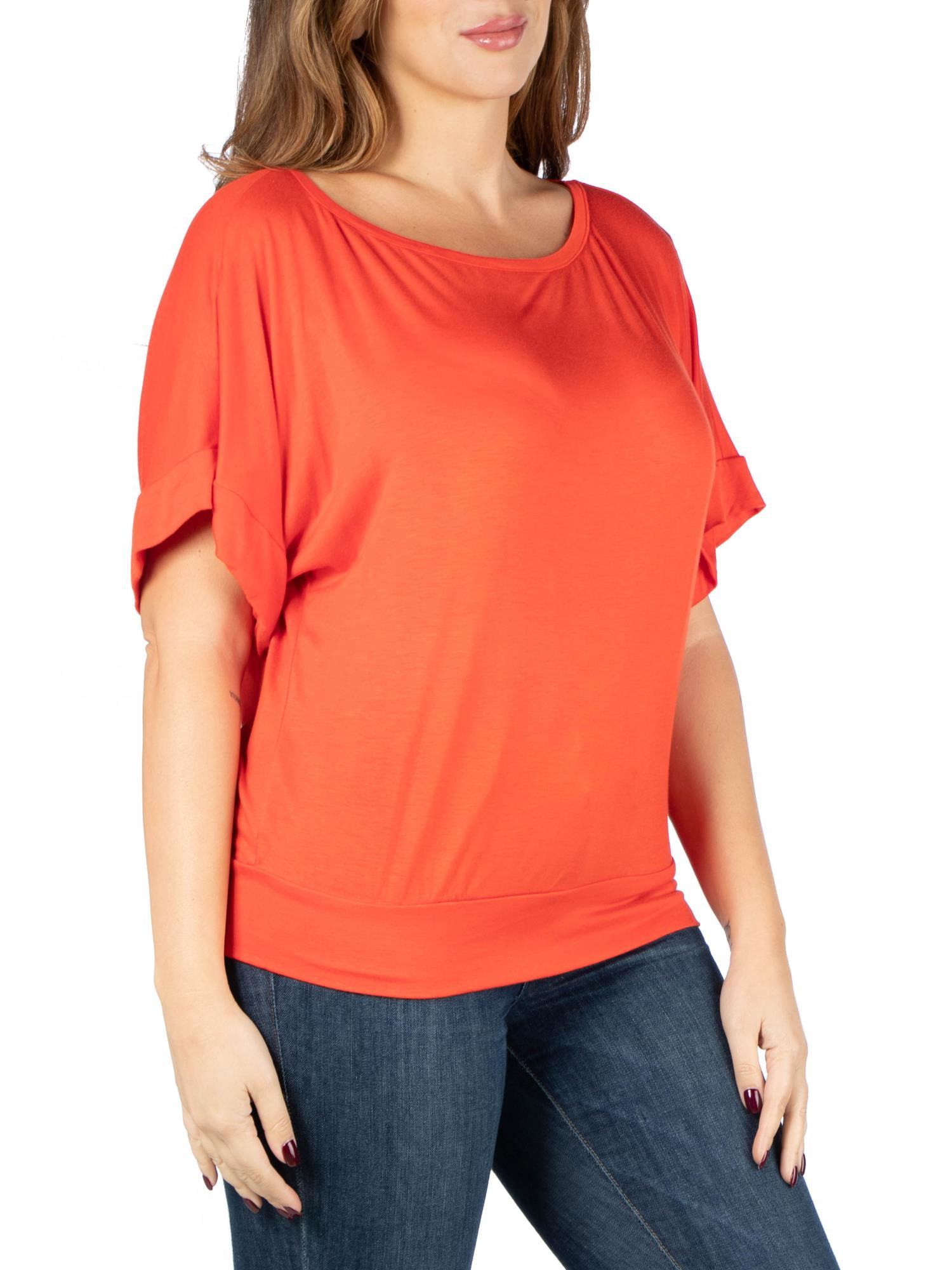 24/7 Comfort Apparel Women's Plus Size Short Sleeve Loose Fitting Dolman Top
