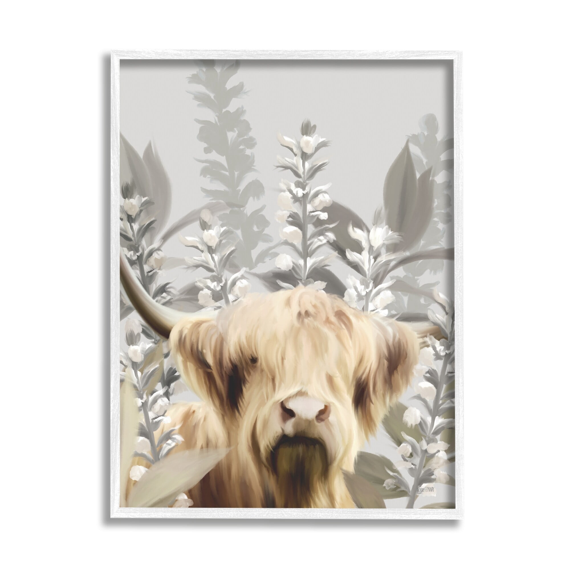 Stupell Industries Longhorn Portrait Shaggy Cattle Tall Forest Plants, 11 x 14,Design by House Fenway