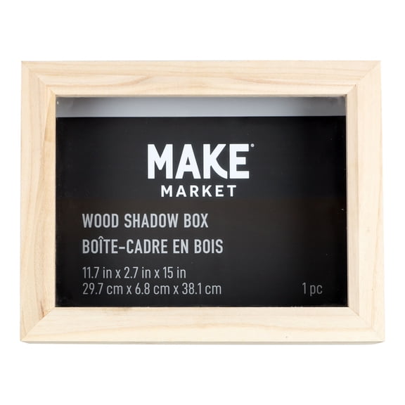 11” x 14” Unfinished Wooden Shadow Box by Make Market - Ready-To-Decorate Wood Box for Keepsakes - Mementos - and Memorabilia - 1 Pack