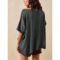 thumbnail image 6 of Women Crew‑Neck Oversized Short‑Sleeve T‑Shirt, Loose Drop‑Shoulder Side‑Slit Hem Casual Summer Tunic Blouse Tops, 6 of 15