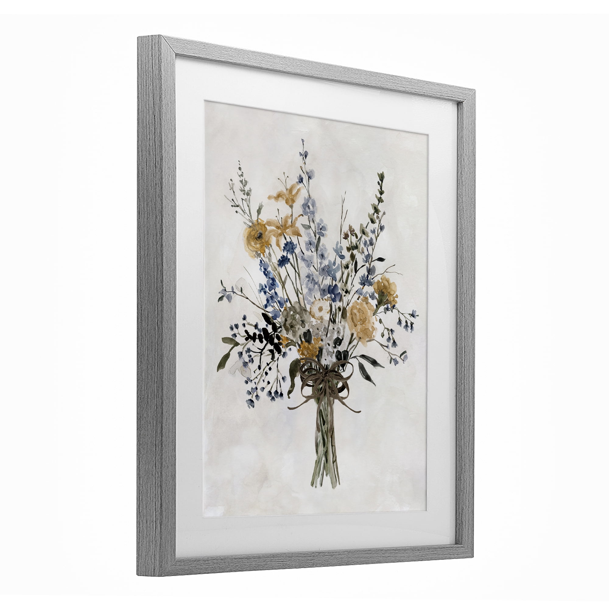 Stupell Industries Delicate Botanicals Bushel Gray Framed Print Under Glass, design by Carol Robinson