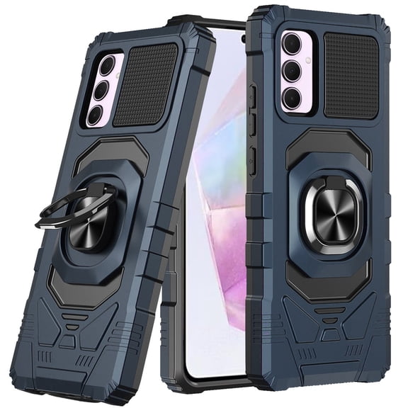 For Samsung A35 5G Case Shockproof Dual Layer Magnetic Ringstand Tempered Glass