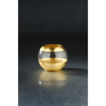 CC Home Furnishings Spherical Hand Blown Glass Vase - 6" - Clear and Gold
