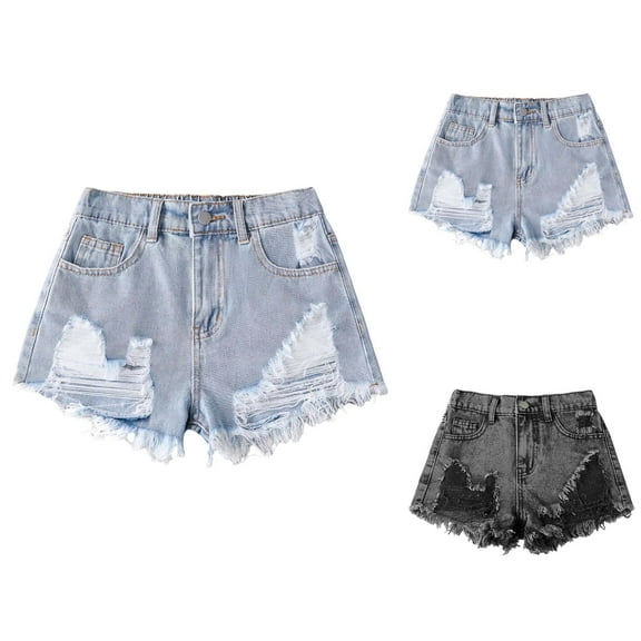 Shorts Girls Shorts for Tween Girls Girls Denim Shorts Summer Fashion Loose Casual Ripped Hem High Waist Distressed Teen Jean Shorts for 8-12 Years Old