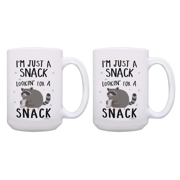 ThisWear Funny Quote Mug Set I'm Just a Snack Lookin for a Snack 2 Pack 15oz Coffee Mugs