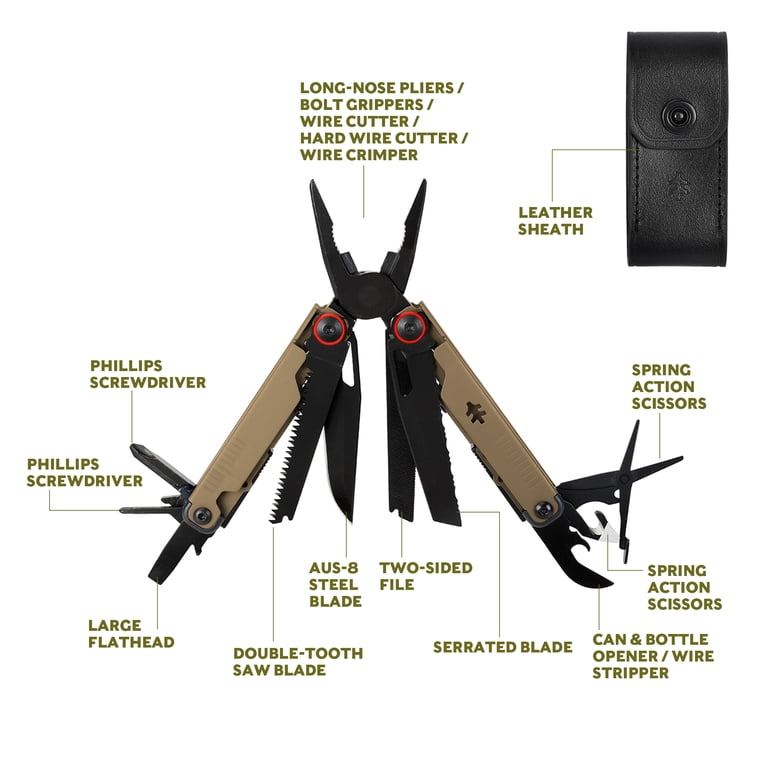 Swiss Tech 17 in 1 Multitool Knife with AUS 8 Steel Blade Scissors