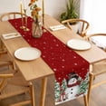 thumbnail image 3 of Red Christmas Table Runner 90 Inches Long Farmhouse Dress Scarves, Xmas Snowman Trees Watercolor Snowflakes Dining Tablerunner for Coffee Table/Kitchen Island/Party Décor, 13" x 90", 3 of 8