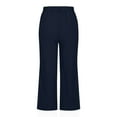 thumbnail image 4 of JINMGG Shorts for Women Clearance $5 Women Casual Solid Color Cropped Trousers Bandage Pockets Elastic Waist Comfortable Straight Pants Navy XXXL, 4 of 6