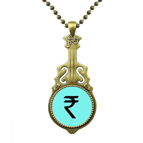 Thailand Currency Symbol THB Necklace Antique Guitar Jewelry Music Pendant