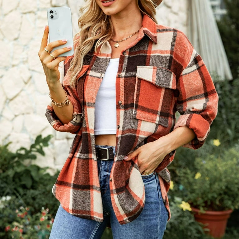 Flap Pocket Drop shops Shoulder Shirt, Casual Loose Long Sleeve Shirt For Spring & Fal