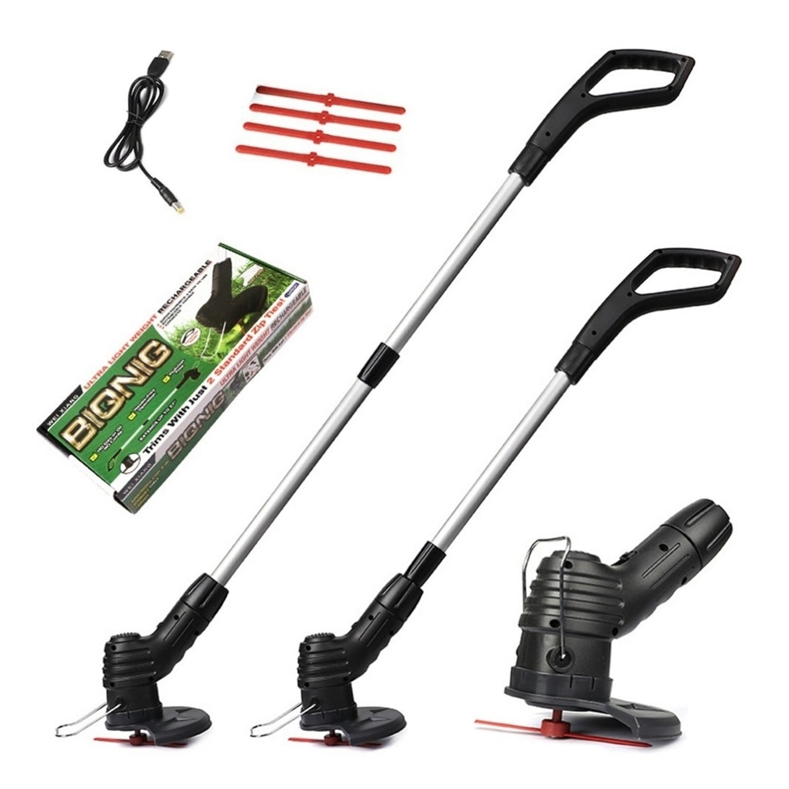 Electric Cordless Grass Trimmer Length Adjustable Weed Strimmer Cutter Portable Wireless Lawn Mower USB Charging For Garden/Lawn ,2 IN 1 Trimmer & Edger