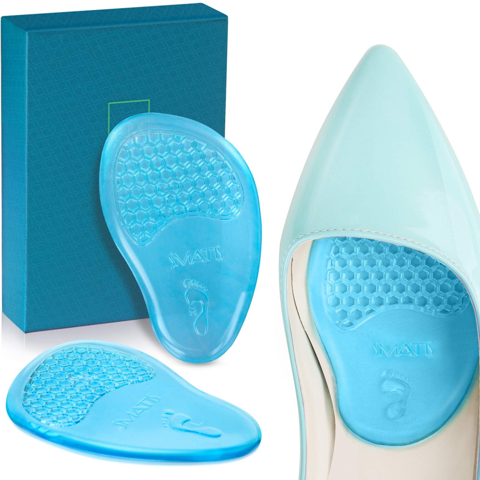 WILLED Metatarsal Foot Pads, 4PCS Soft Gel Ball of Foot Cushions for Women Men, Reusable Forefoot Pads for Mortons Neuroma and Foot Pain Relief, High Heel Inserts Prevent Blisters, Fit Any Shoe