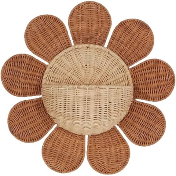 Wall Mount Basket Storage Rattan Organizer Boho Decorative Woven Basket For Home, Kitchen, Laundry Room And Hallway