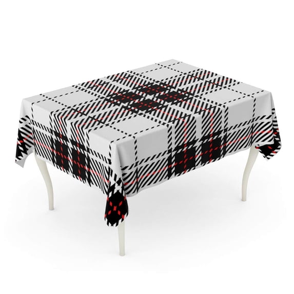 LADDKE Red Clan Black and White Scottish Woven Tartan Plaid Printing Pattern Scotland Abstract Tablecloth Table Desk Cover Home Party Decor 60x104 inch