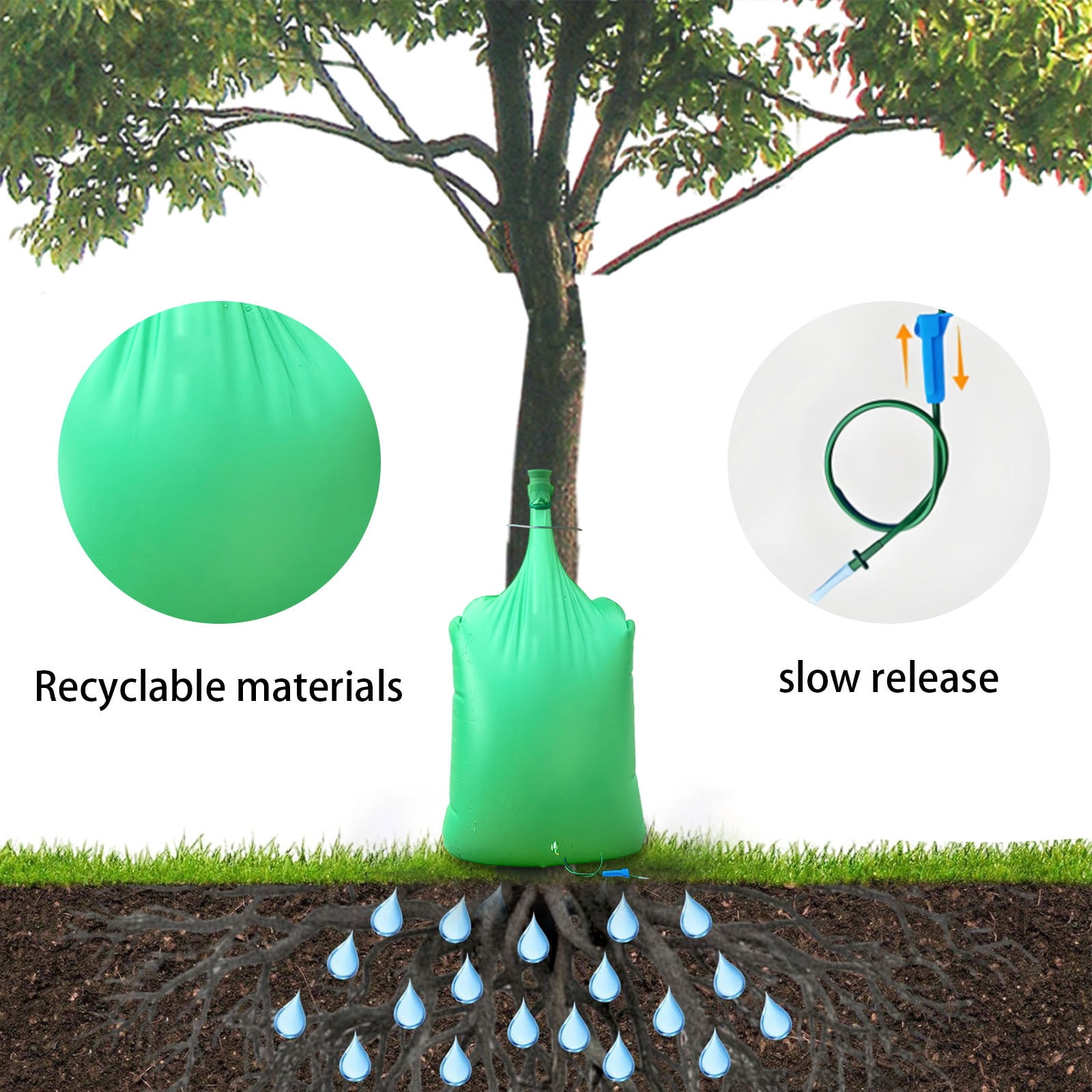 Tree Watering System 10 Gallon Automatic Irrigation Bags with Dual Outlets, Slow Release Watering Bags for Plants, Leakproof Tree Water Ring for Small/Medium Trees, Fertilizer Compatible Design