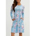 thumbnail image 3 of DEVOPS Women's Casual Long Sleeve Empire Waist Loose Dress with Pockets (X-Small, Flower Light Blue), 3 of 6