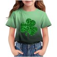 thumbnail image 1 of T-Shirt Imprimé de la Saint-Patrick pour Enfants, Col Rond à Manches Courtes, 95 % Polyester 5 % Élasthanne, Tissu Doux et Respirant, Tenue Décontractée pour Garçons et Filles de 3 à 14 Ans, 1 of 9