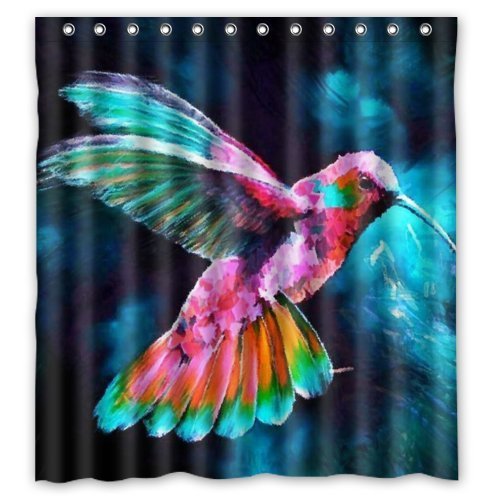 HelloDecor Hummingbird Shower Curtain Polyester Fabric Bathroom