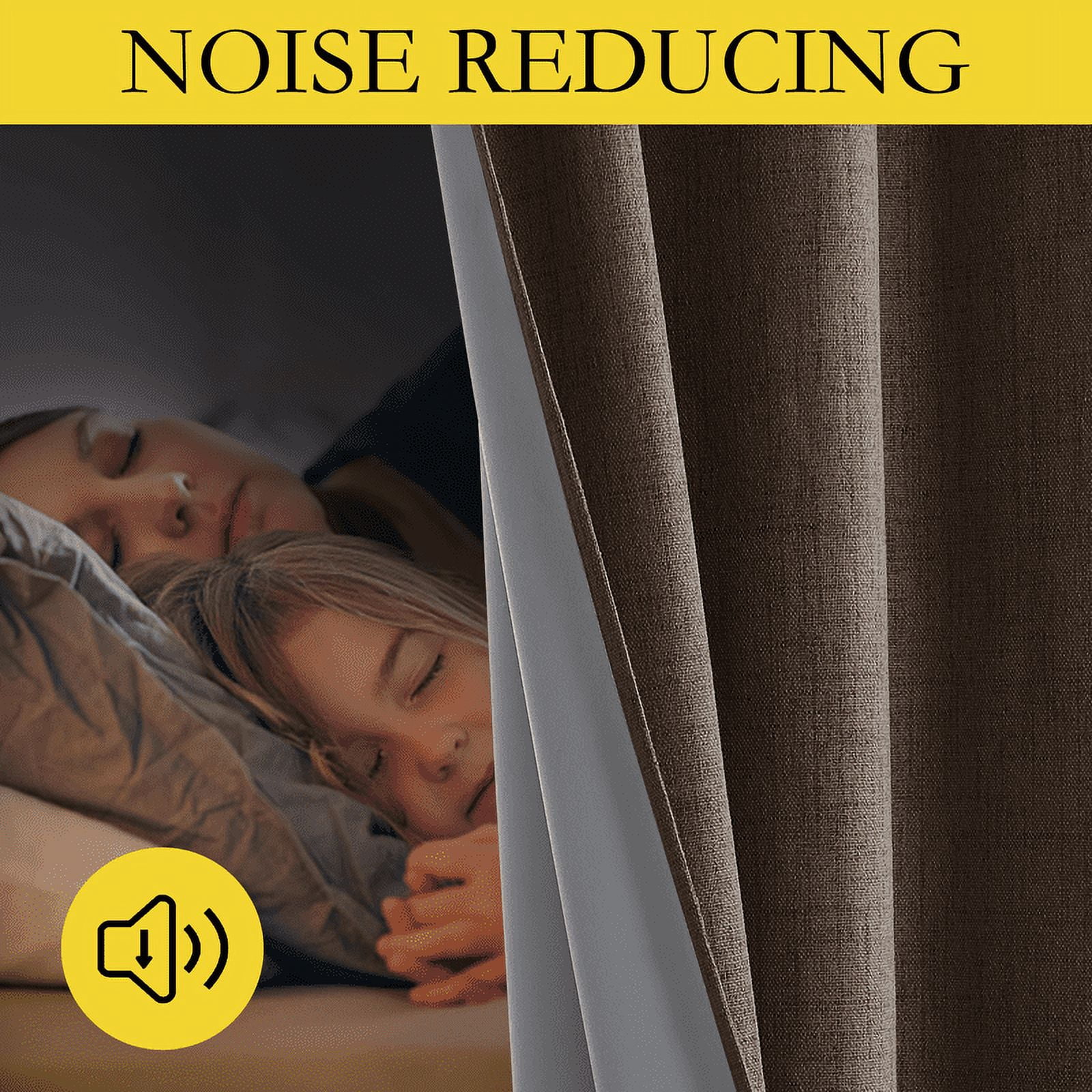 NICETOWN Full Blackout Energy Saving Curtains, Faux Linen Soundproof Modern Grommet Noise Reducing Drapes for Bedroom, W62 x L84, Coffee, 2 Panels