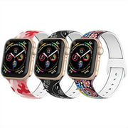 WASPO Compatible for Apple Watch Band 38mm 40mm 42mm 44mm, iWatch Sport Soft Silicone Band with Fadeless Printed