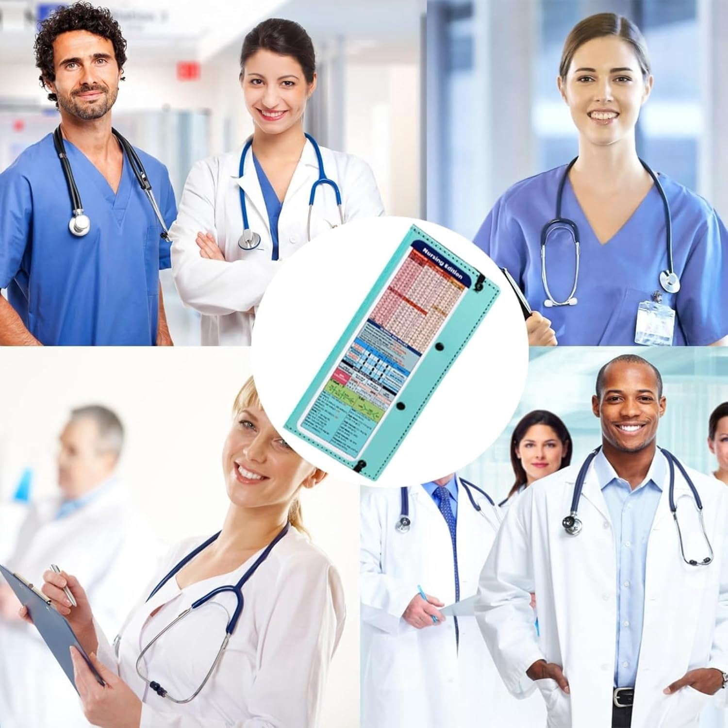 Nursing Clipboard, Foldable 3 Layers Nurse Clipboard with Quick Access Medical References and Nursing Cheat Sheet Notepad for Students, Nurses, Doctors and Medical Staff(Dadrk Blue)