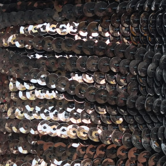 Chocolate Brown Single Row Trim Cup Sequins 5mm Center Stitched Shiny Metallic Made in USA