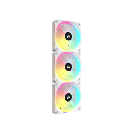 CORSAIR QX RGB Series, iCUE LINK QX120 RGB WHITE, 120mm Magnetic Dome RGB Fan, Starter  Kit