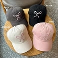 thumbnail image 3 of Bows Embroidered  Women Baseball Cap Girls High Ponytail Hat Adjustable Half-Hollow Top Children's Peaked Cap Summer Visor Caps, 3 of 7