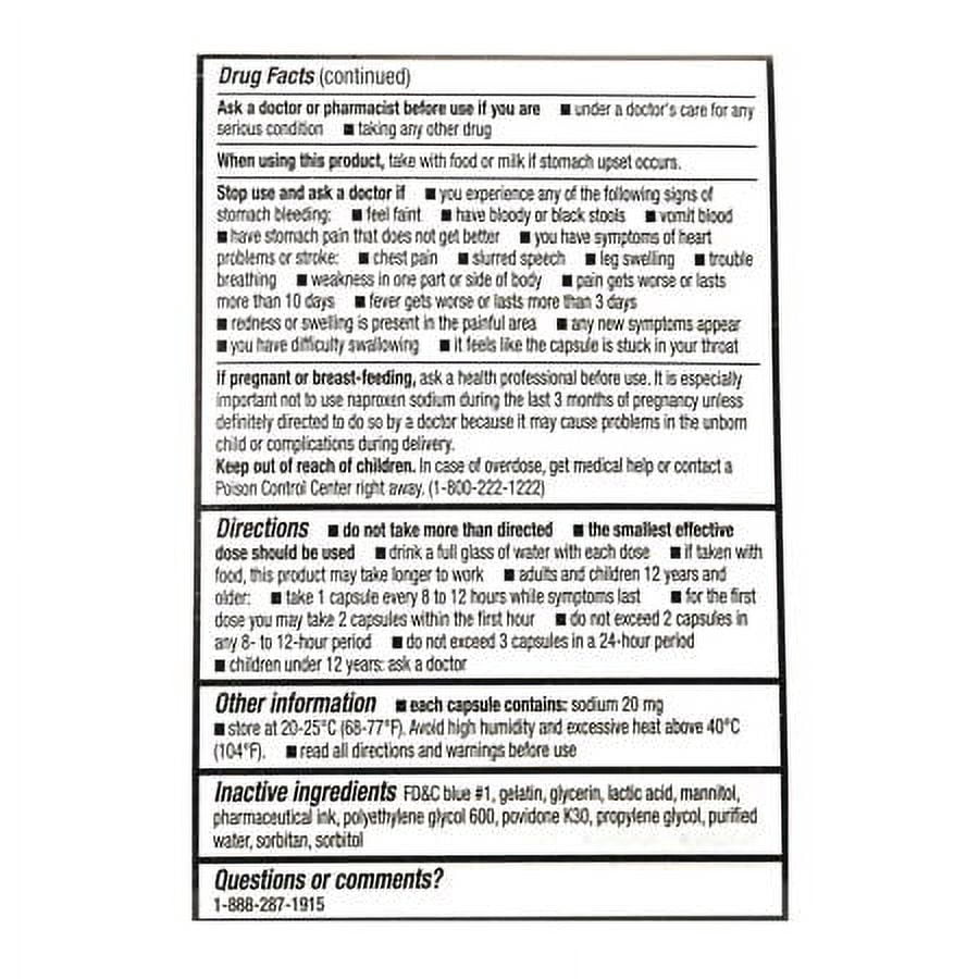 Equate Naproxen Sodium Capsules, 220 mg, 80 count