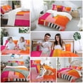 thumbnail image 5 of 3 Piece Pink Orange Duvet Cover Set California King,Microfiber Comforter/Quilt Cover with Corner Ties and 2 Pillowcases,Geometric Modern Abstract Oil Painting All Season Bedding with Zipper Closure, 5 of 8