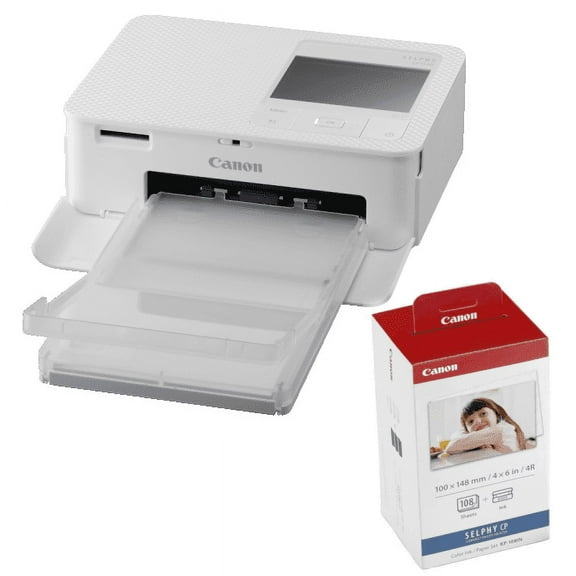 Canon SELPHY CP1500 Compact Photo Printers, with KP-108 Ink/Paper Set, White
