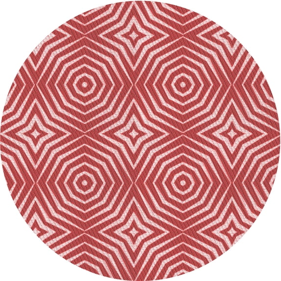 Ahgly Company Machine Washable Indoor Round Transitional Light Coral Pink Area Rugs, 3' Round