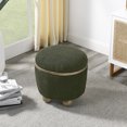 thumbnail image 3 of Hassch Round Ottoman with Storage, Loop Yarn Fabric Upholstered Storage Bench with Cushioned Seating for Bedroom, Living Room, 18.11"L x 16.14"W x 18.5"H, Dark Green, 3 of 8