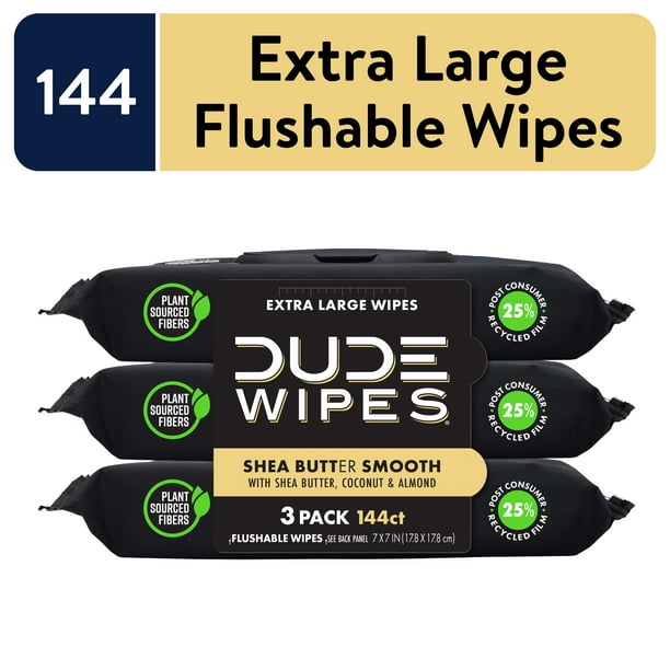 DUDE Wipes Flushable Wipes, XL Wet Wipes for At Home Use, Shea BUTTer