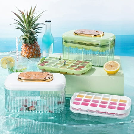 

Fogcroll 1 Set Ice Cube Tray Stackable Well-sealed Portable Soft Large Capacity Ice Box Mold with Lid for Home