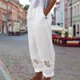 thumbnail image 5 of Pantalones cortos de mujer Pantalones largos de verano de encaje de color sólido con bolsillos Traje diario FLhrweasw Nuevo, 5 of 9
