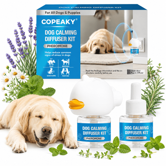 GAOAG Dog Calming Diffuser 48ml (2 Refills) - Pheromone Anxiety Relief for Dogs, Reduces Barking & Stress