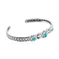 thumbnail image 3 of Sterling Silver Sleeping Beauty Turquoise Flower Concha Cuff Bracelet, Sizes Small to Large, 3 of 10